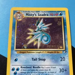 Pokemon Card Misty's Seadra PRERELEASE Gym Heroes Holo Rare 9/132 WOTC NM - Image 3
