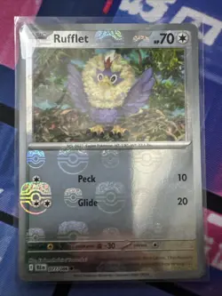 RUFFLET 2025 POKEMON BLACK BOLT MASTER BALL REVERSE HOLO 077/086 Q3420 - Image 1
