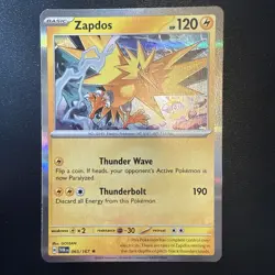 FREE SHIPPING Pokemon Zapdos Holo Rare Card 65/167 NM Condition - Image 1