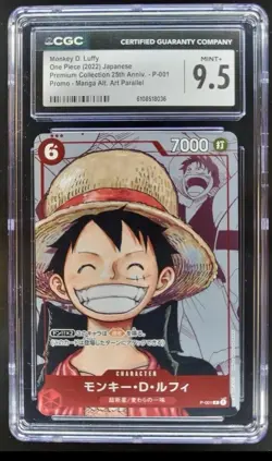 Bandai One Piece Monkey D. Luffy CGC 9.5 Promo Manga Alt Art Parallel P-001 Card - Image 1