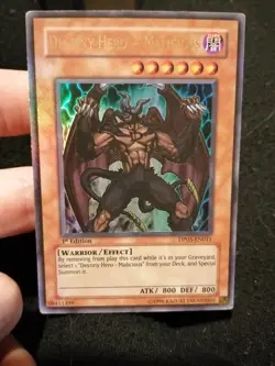 Yugioh Card Destiny Hero Malicious DP05-EN011 Ultra Rare 1st Edition - Image 1