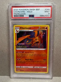 Pokemon TCG Charizard Prerelease Holo SWSH066 Black Star Promo PSA 9 MINT! - Image 1