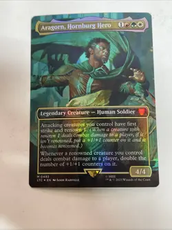 MTG Aragorn, Hornburg Hero (Borderless) Commander: LOTR #492 Foil Mythic - Image 1