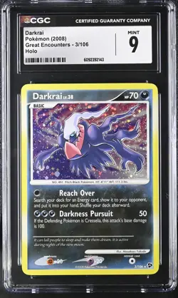 CGC 9 MINT Darkrai 2008 Great Encounters 3/106 Holo Pokemon Card - Image 1