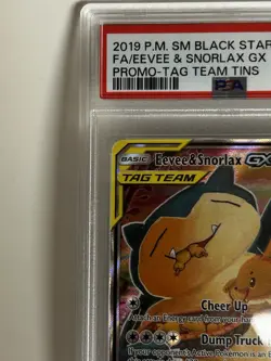 Eevee & Snorlax GX SM169 Tag Team Ultra Rare Pokemon Card Graded PSA 8 Mint - Image 5