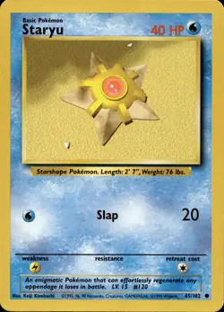 STARYU 65/102 COMMON BASE SET UNLIMITED POKEMON LP - Image 1