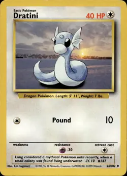 DRATINI 26/102 UNCOMMON BASE SET UNLIMITED POKEMON LP - Image 1