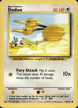 DODUO 48/102 COMMON BASE SET UNLIMITED POKEMON LP - Image 1