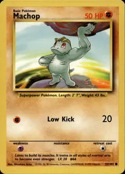 MACHOP 52/102 COMMON BASE SET UNLIMITED POKEMON LP - Image 1