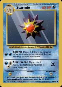 STARMIE 64/102 COMMON BASE SET UNLIMITED POKEMON LP - Image 1
