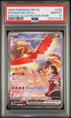 2025 POKEMON DRI EN-DESTINED RIVALS #230 ETHAN'S HO-OH EX PSA 10 - Image 1