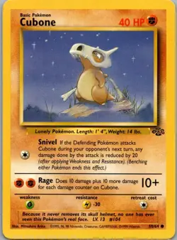 Cubone 50/64 Common Jungle Pokemon Unlimited Lightly Played - Image 1