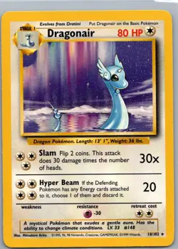 Dragonair 18/102 Rare Base Set Unlimited Pokemon Lightly Played - Image 1
