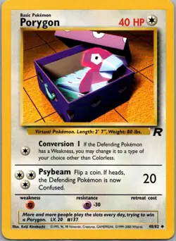 Porygon 48/82 Uncommon Team Rocket Pokemon Unlimited Lightly Played - Image 1