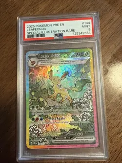 2025 Pokemon Pre En LEAFEON Ex Special Illustration RARE- PSA Graded Mint 9 #144 - Image 1