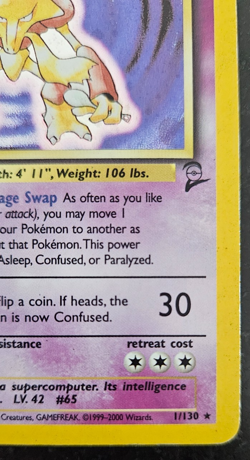 Alakazam 1/130 Base Set 2 Holo Rare Psychic 2000 English - Pokemon TCG - MP+ - Image 5