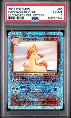 PSA 6 Rapidash Reverse Holo Foil Legendary Collection Pokemon Card #60 - Image 1