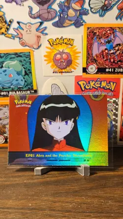 Abra and the Psychic Showdown #EP21 Blue Logo Topps Pokemon Rainbow Holofoil - Image 1
