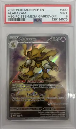 2025 POKEMON MEP EN-ME BLACK STAR PROMO #009 ALAKAZAM PSA 9 - Image 1