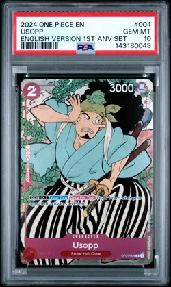 2024 ONE PIECE ENGLISH VERSION 1ST ANV SET #004 USOPP PSA 10 - Image 1