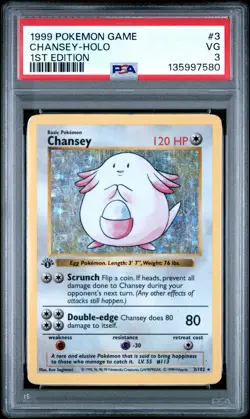 PSA 3 Chansey 3/102 Base Set (Shadowless) 1st Edition Holo Rare Pokemon Card - Image 1
