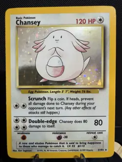 Pokemon TCG Chansey 3/102 Base Set Unlimited 1999 Holo Rare NM - Image 1
