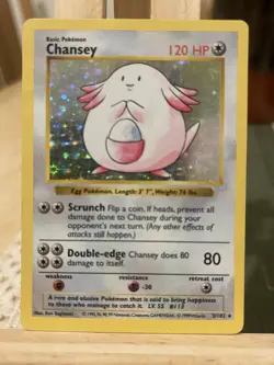 Shadowless Chansey 3/102 Base Set Holo Rare Pokemon Card - Image 1
