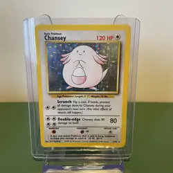 Chansey 3/102 Pokemon Card TCG Base Set Unlimited Holo Rare - Image 1