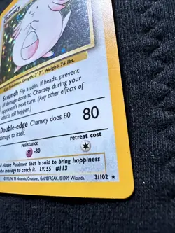 Chansey Base Set 3/102 Holo Rare - Vintage WotC Pokemon TCG LP - Image 2