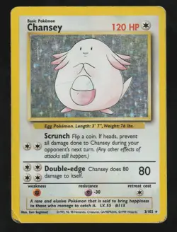Pokemon TCG Chansey Base Set 3/102 Holo Unlimited Holo Rare MP - Image 1