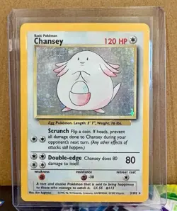 Pokemon TCG Chansey Base Set Holo Rare. 3/102. Vintage 1999 LP-MP. - Image 1