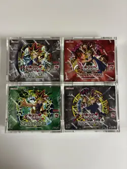 Yugioh 25th Anniversary Booster Box Set (4) MRD SRL PSV IOC W/ Acrylic Cases - Image 1