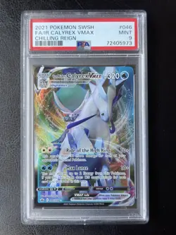 2021 Pokemon Chilling Reign 046 Full Art FA Ice Rider Calyrex VMAX PSA 9 Mint - Image 1