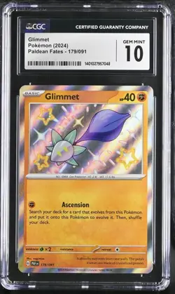 CGC Gem Mint 10 Glimmet Baby Shiny 179/091 Pokemon Paldean Fates - Image 1