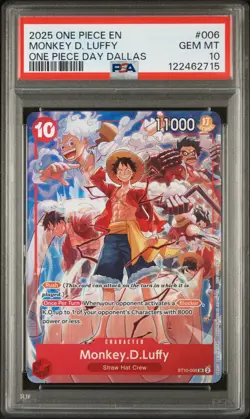 2025 One Piece Promos 006 Monkey D. Luffy One Piece Day Dallas PSA 10 - Image 1