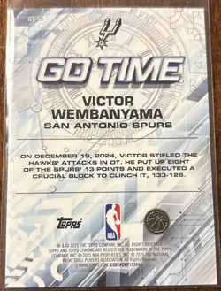 Victor Wembanyama 2025-26 Topps Chrome - Go Time Insert #GT-11 Spurs - Image 2