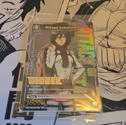 Union Arena Mikasa Ackermann Winner Card English UEPR/AOT-1-023 Tournament New - Image 1