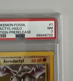 Aerodactyl 1st Edition RARE Prerelease POKEMON Card PSA 7 NM FOSSIL Holo 1/62 - Image 2