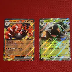 Pokemon TCG TEF Incineroar EX 034/162 Torterra EX 012/162 Holo Card Lot - Image 1
