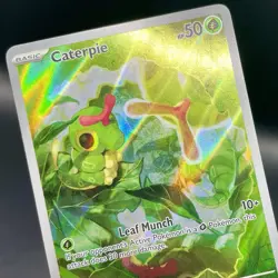Caterpie 172/165 SV: 151 Illustration Rare Full Art Holo Pokemon Card NM/M - Image 3