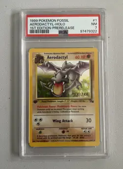 Aerodactyl 1st Edition RARE Prerelease POKEMON Card PSA 7 NM FOSSIL Holo 1/62 - Image 1