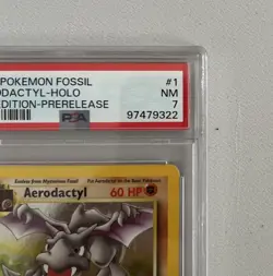 Aerodactyl 1st Edition RARE Prerelease POKEMON Card PSA 7 NM FOSSIL Holo 1/62 - Image 2