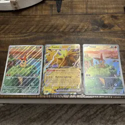 Pokemon TCG Jumbo Cards Zapdos And Victini Promos, Very Clean Lot Of 3 - Image 1