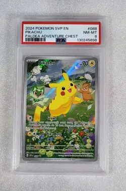 Pikachu SVP 088 PSA 8 NM-MT Black Star Promo Paldea Adventure Chest Pokemon TCG - Image 1