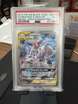 Pokemon TCG Mewtwo & Mew GX Tag Team Black Star Promo #SM191 PSA 9 - Image 1