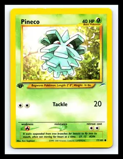 💥 PINECO # 77/105 Neo Destiny Unlimited 1st Edition Stamp Vintage Pokemon 2001 - Image 1