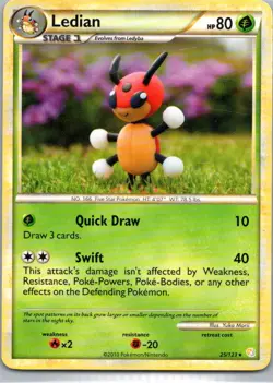 Pokemon TCG Ledian 25/123 HeartGold SoulSilver MP - Image 1
