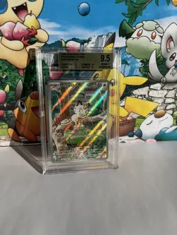 Pokemon TCG Meowth 106/094 Illustration Rare Phantasmal Flames Beckett 9.5 Gem M - Image 4
