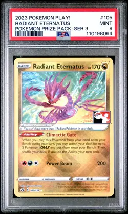 2023 POKEMON PLAY! POKEMON PRIZE PACK: SER 3 #105 RADIANT ETERNATUS PSA 9 - Image 1