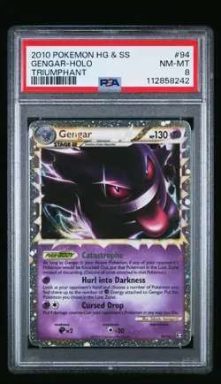 2010 Pokemon Gengar Prime HGSS Triumphant #94 Ultra Rare Holo PSA 8 MINT POP 622 - Image 1